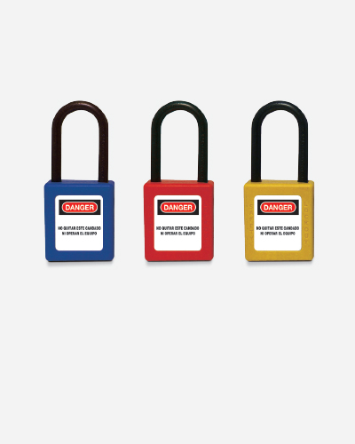 Candado LOTO composite amarillo — arco nylon, llave única